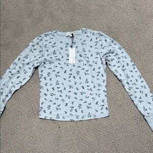 NWT Michael Stars Light Blue Floral Long Sleeve Top